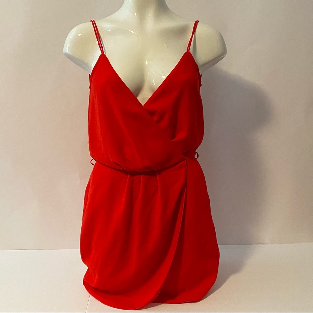 Mango Red Spring Cocktail Mini Dress Pockets